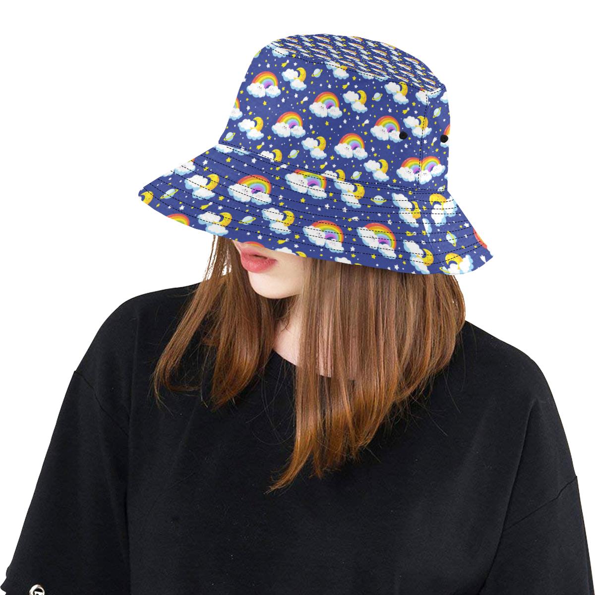 Rainbow Space Design Print Unisex Bucket Hat
