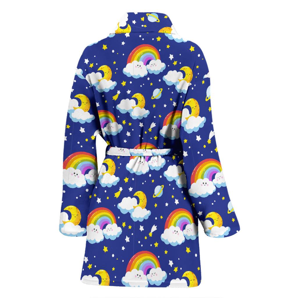 Rainbow Space Design Print Women Bath Robe-JTAMIGO.COM