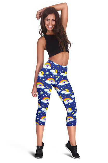 Rainbow Space Design Print Women Capris