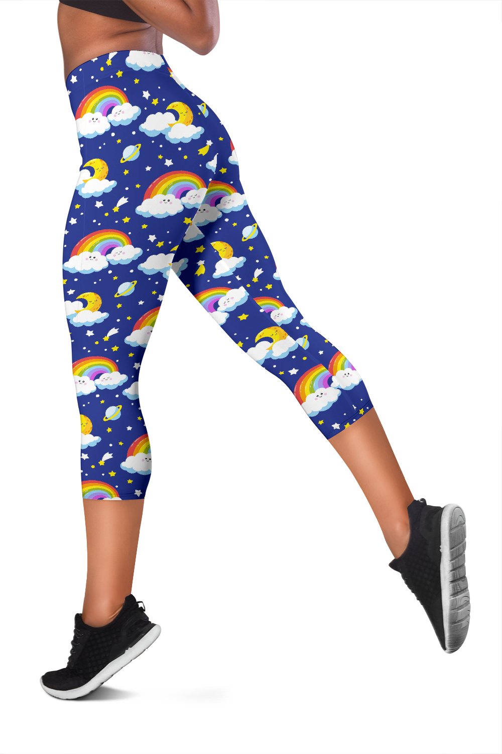 Rainbow Space Design Print Women Capris
