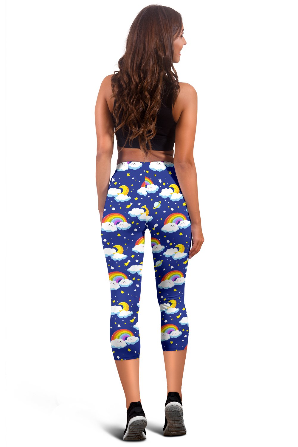 Rainbow Space Design Print Women Capris