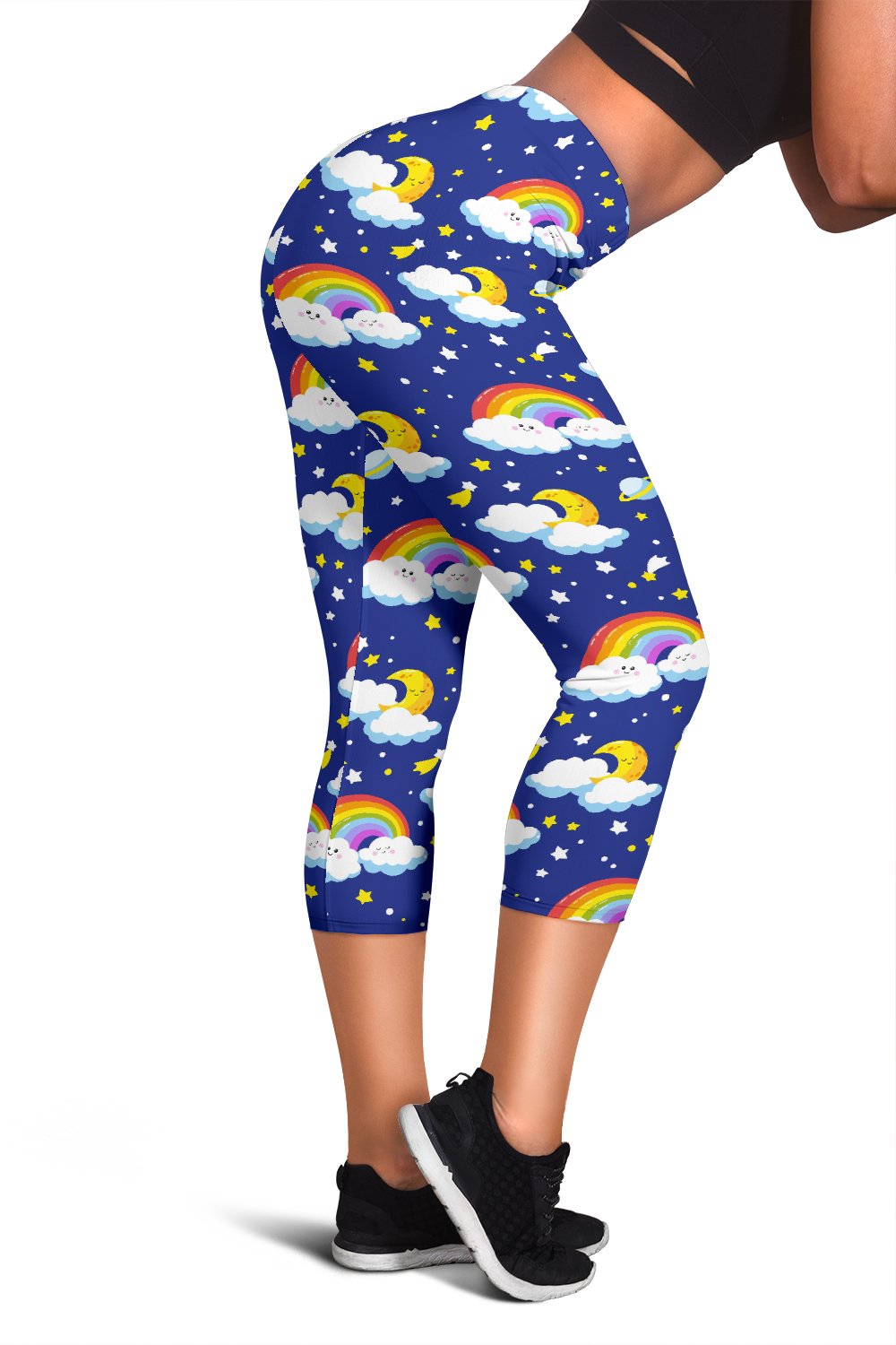 Rainbow Space Design Print Women Capris