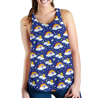 Rainbow Space Design Print Women Racerback Tank Top