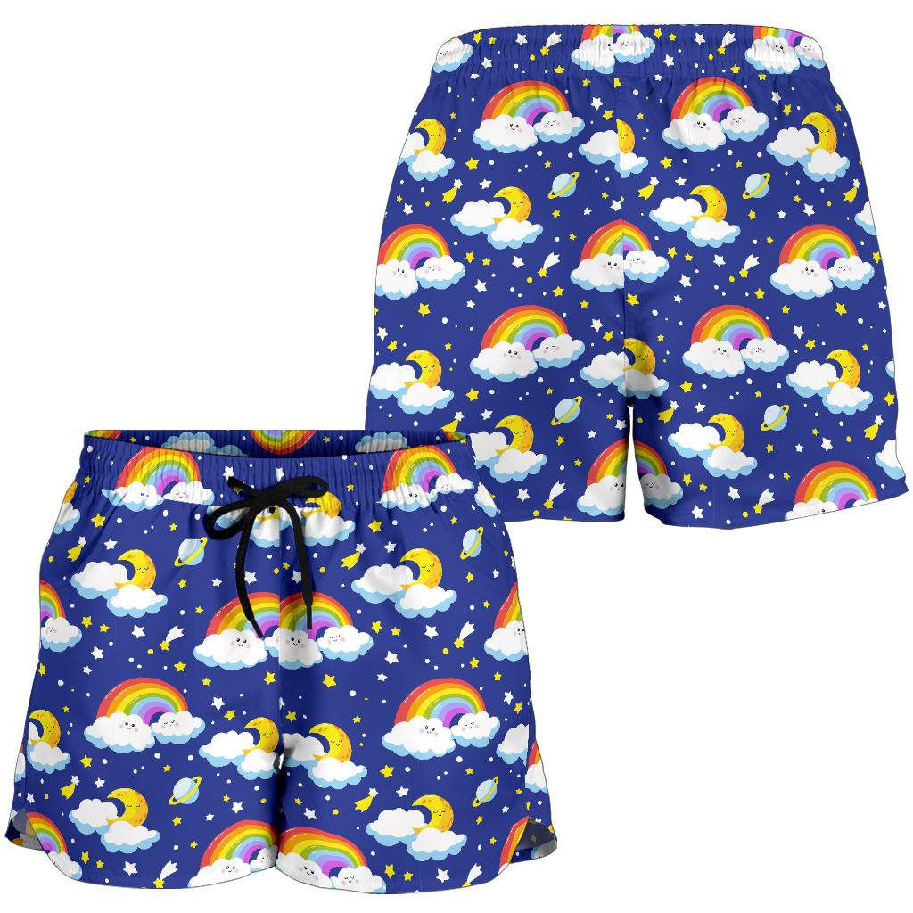 Rainbow Space Design Print Women Shorts-JTAMIGO.COM