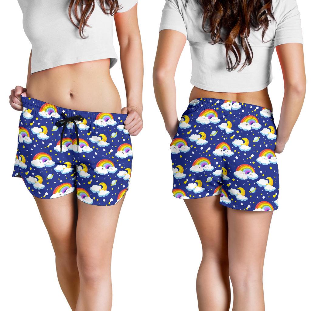 Rainbow Space Design Print Women Shorts-JTAMIGO.COM