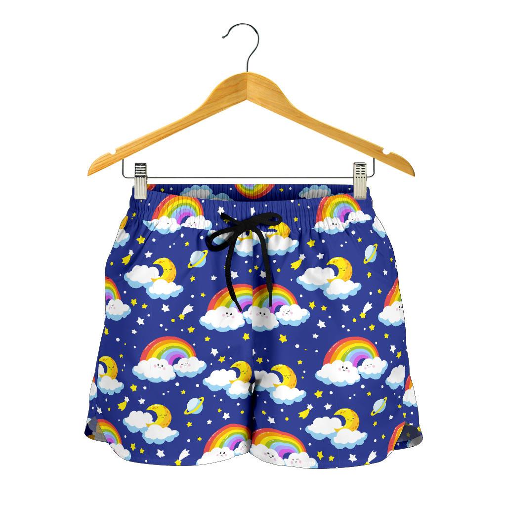 Rainbow Space Design Print Women Shorts-JTAMIGO.COM