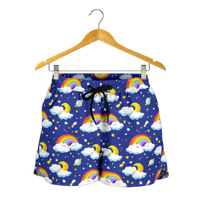 Rainbow Space Design Print Women Shorts-JTAMIGO.COM