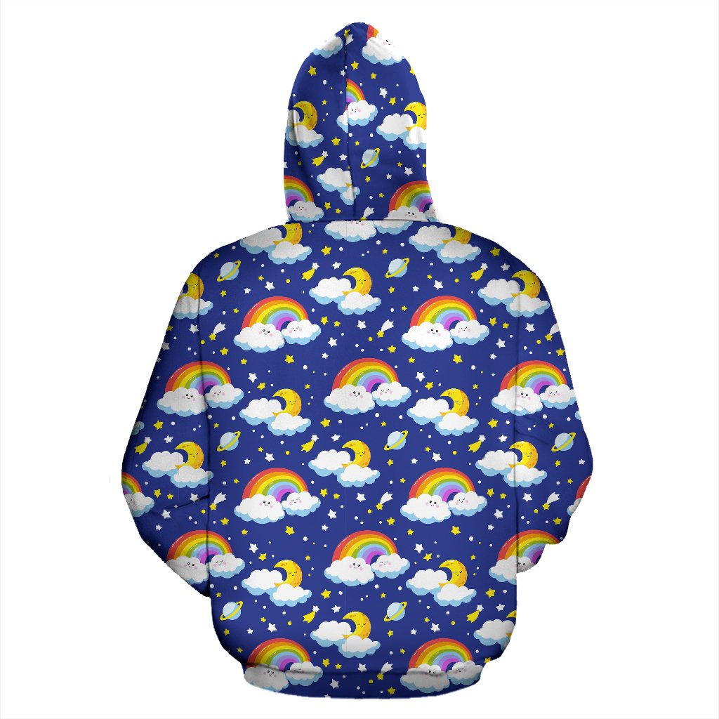 Rainbow Space Design Print Zip Up Hoodie