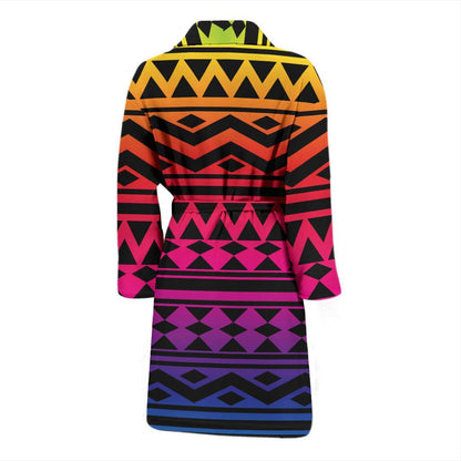 Rainbow Tribal Pattern Print Design A02 Men Bathrobe-JORJUNE.COM