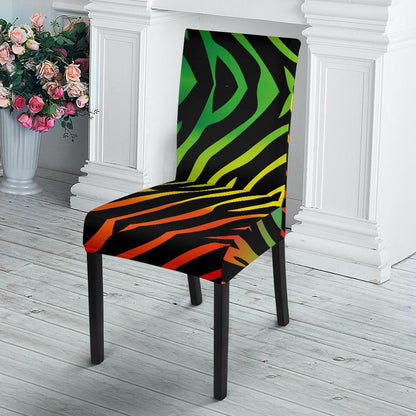 Rainbow Zebra Themed Print Dining Chair Slipcover-JTAMIGO.COM
