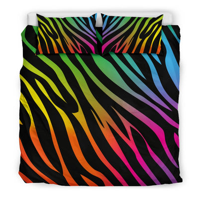 Rainbow Zebra Themed Print Duvet Cover Bedding Set