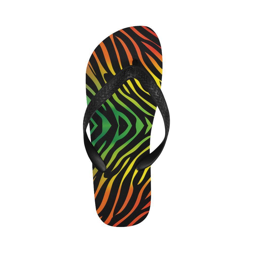 Rainbow Zebra Themed Print Flip Flops-JTAMIGO.COM