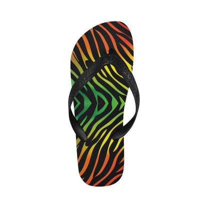 Rainbow Zebra Themed Print Flip Flops-JTAMIGO.COM
