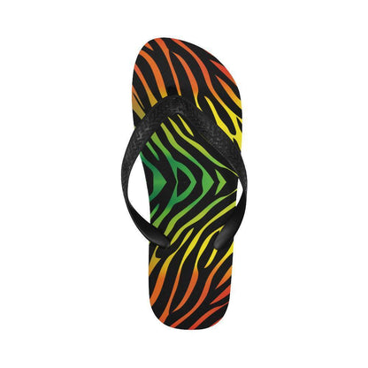 Rainbow Zebra Themed Print Flip Flops-JTAMIGO.COM