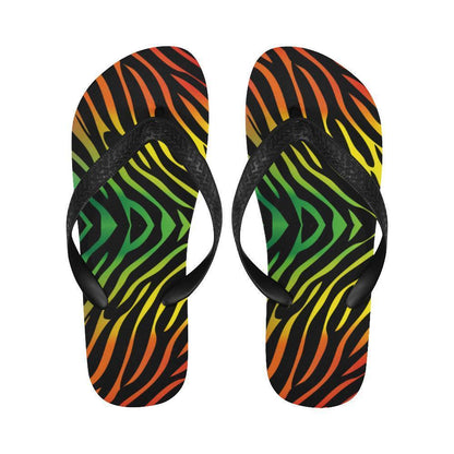 Rainbow Zebra Themed Print Flip Flops-JTAMIGO.COM
