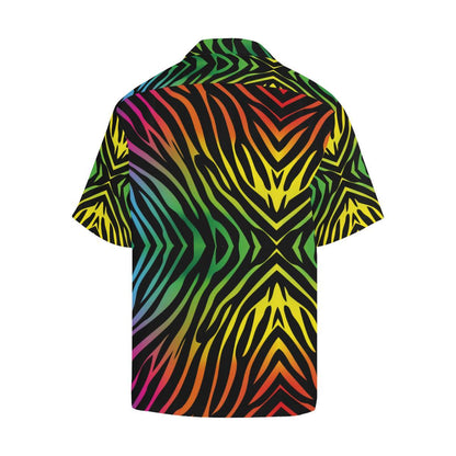 Rainbow Zebra Themed Print Men Aloha Hawaiian Shirt