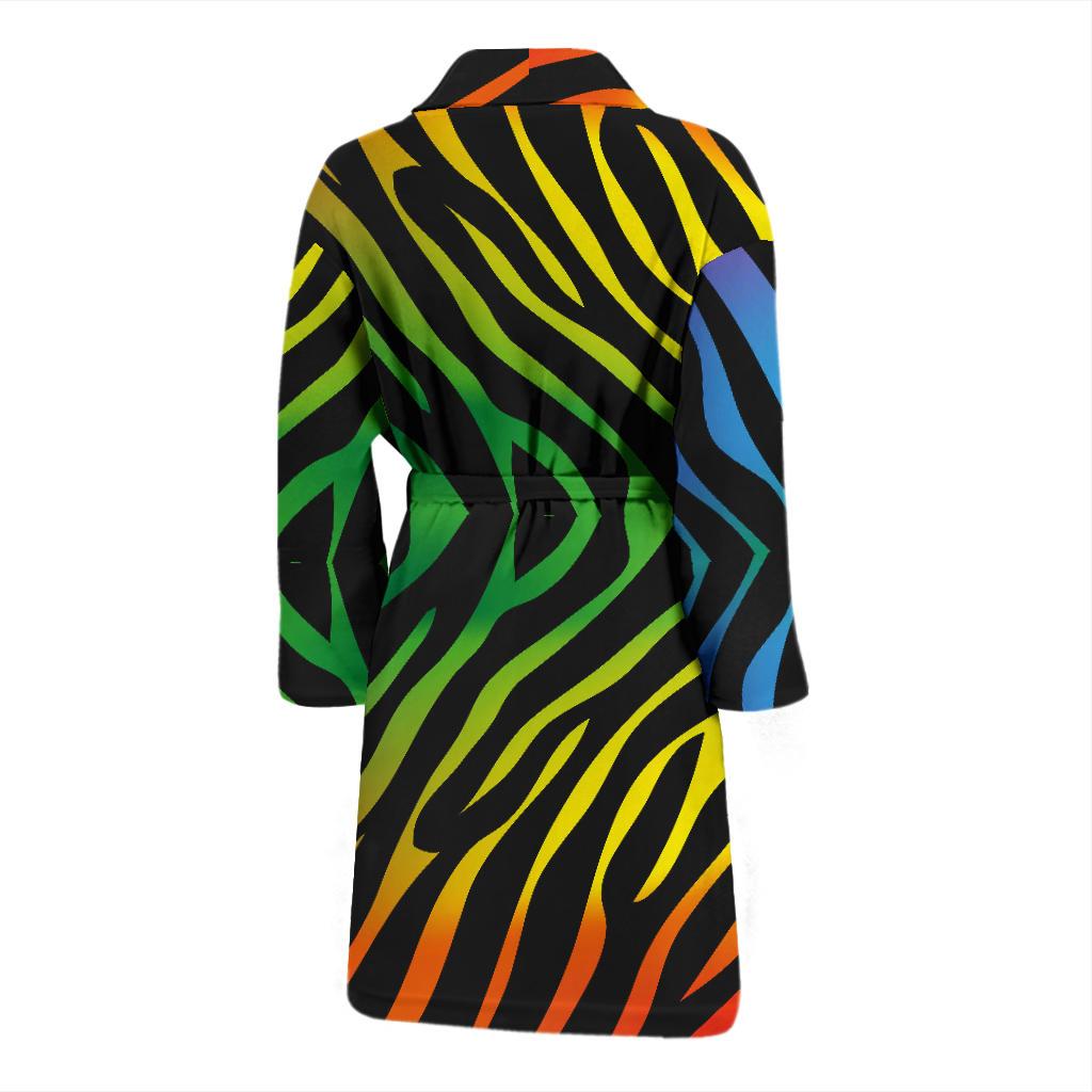 Rainbow Zebra Themed Print Men Bath Robe-JTAMIGO.COM