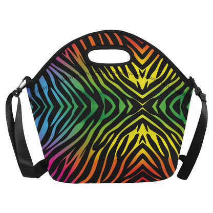 Rainbow Zebra Themed Print Neoprene Lunch Bag (Model 1669)(Large)-JTAMIGO.COM