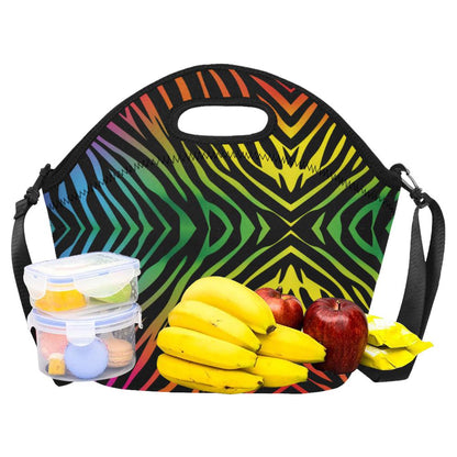 Rainbow Zebra Themed Print Neoprene Lunch Bag (Model 1669)(Large)-JTAMIGO.COM