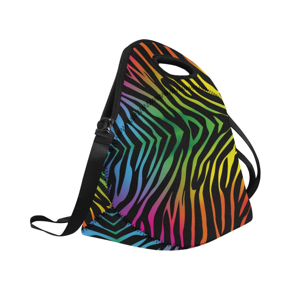 Rainbow Zebra Themed Print Neoprene Lunch Bag (Model 1669)(Large)-JTAMIGO.COM