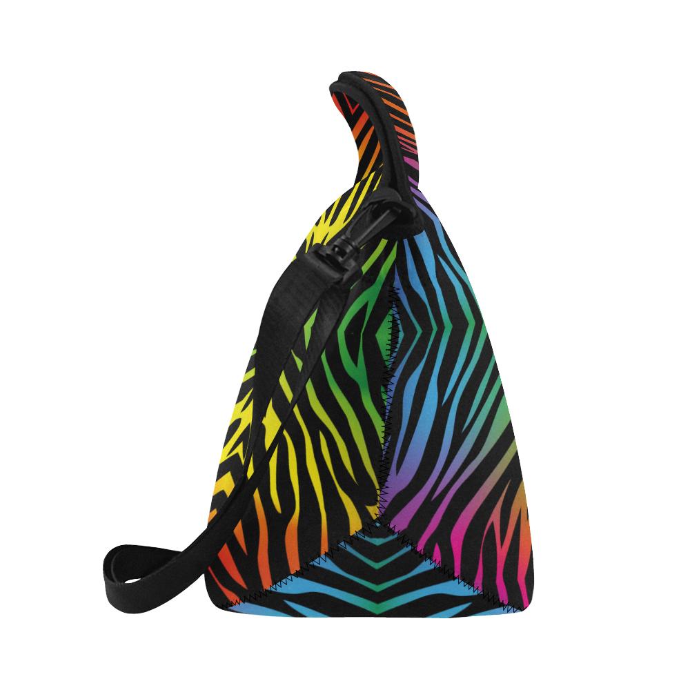 Rainbow Zebra Themed Print Neoprene Lunch Bag (Model 1669)(Large)-JTAMIGO.COM