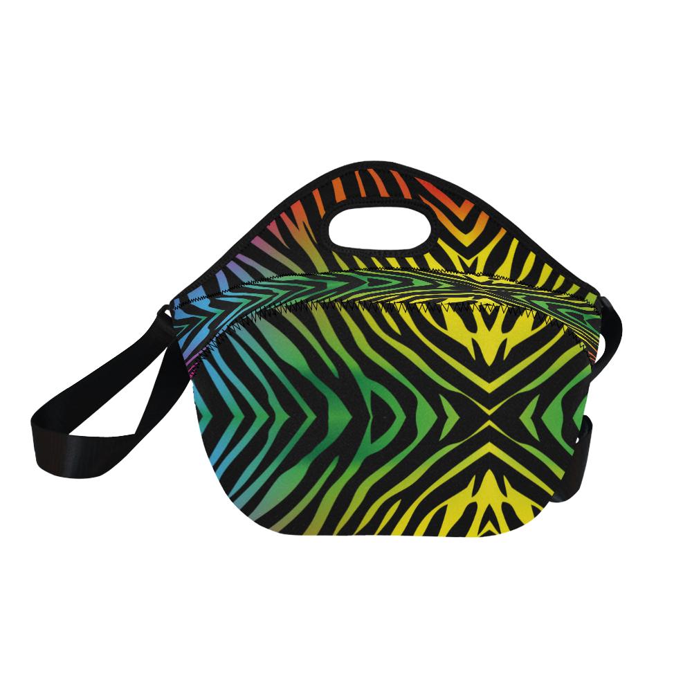 Rainbow Zebra Themed Print Neoprene Lunch Bag (Model 1669)(Large)-JTAMIGO.COM