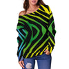 Rainbow Zebra Themed Print Off Shoulder Sweatshirt