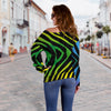 Rainbow Zebra Themed Print Off Shoulder Sweatshirt