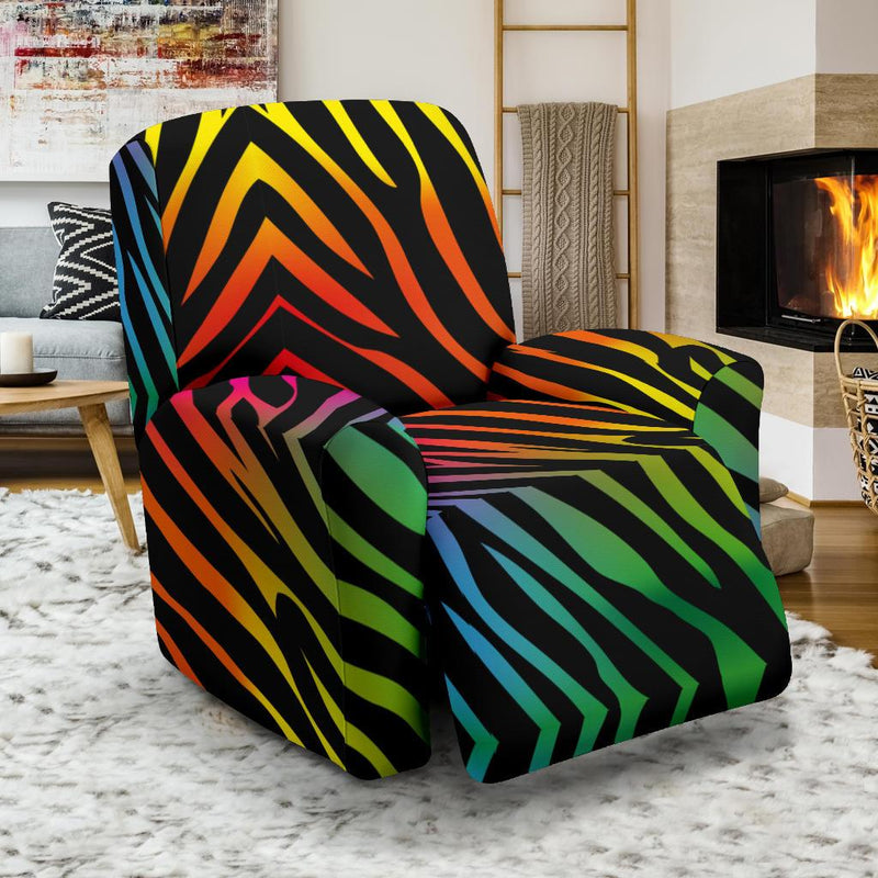 Rainbow Zebra Themed Print Recliner Slipcover-JTAMIGO.COM