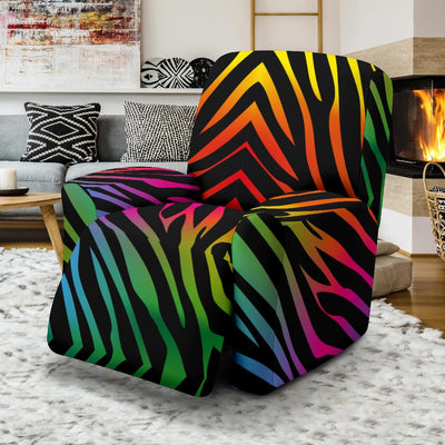 Rainbow Zebra Themed Print Recliner Slipcover-JTAMIGO.COM