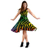 Rainbow Zebra Themed Print Sleeveless Dress