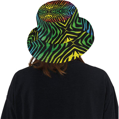 Rainbow Zebra Themed Print Unisex Bucket Hat