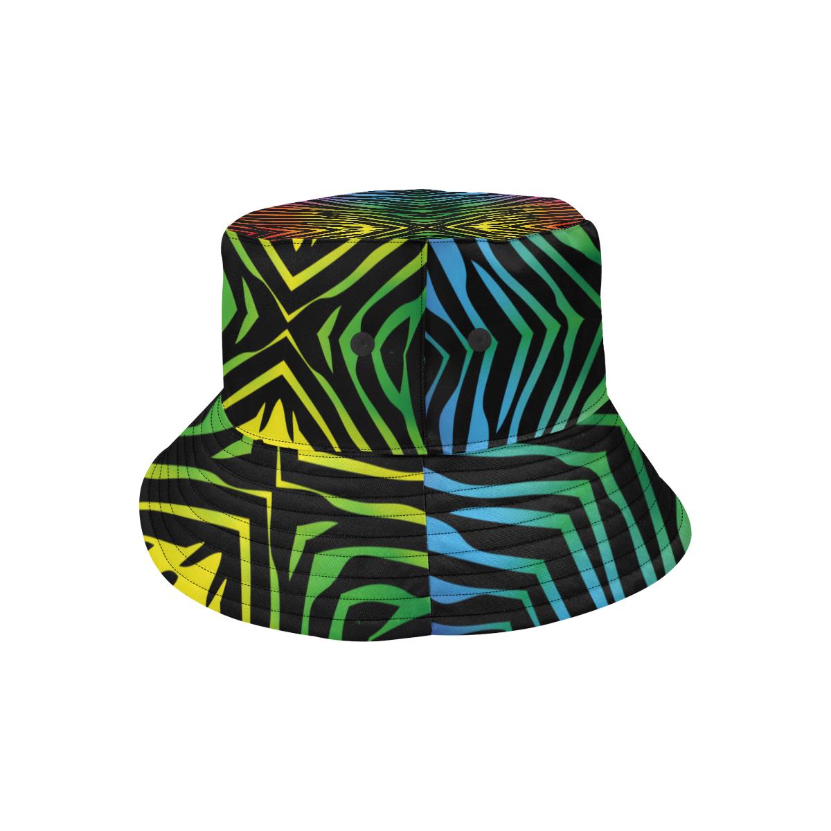 Rainbow Zebra Themed Print Unisex Bucket Hat