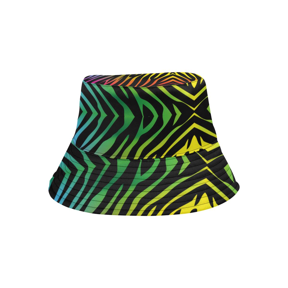 Rainbow Zebra Themed Print Unisex Bucket Hat