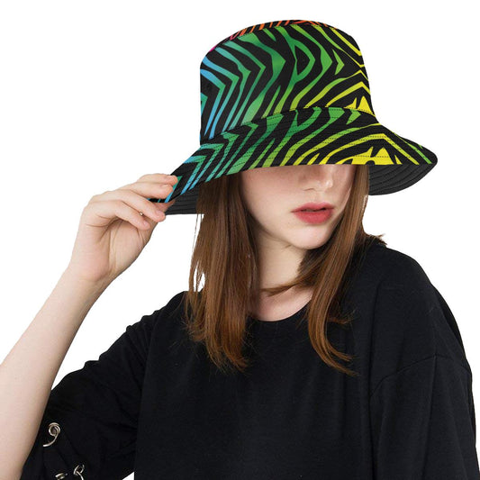 Rainbow Zebra Themed Print Unisex Bucket Hat
