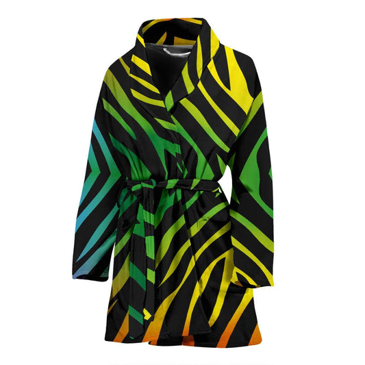 Rainbow Zebra Themed Print Women Bath Robe-JTAMIGO.COM