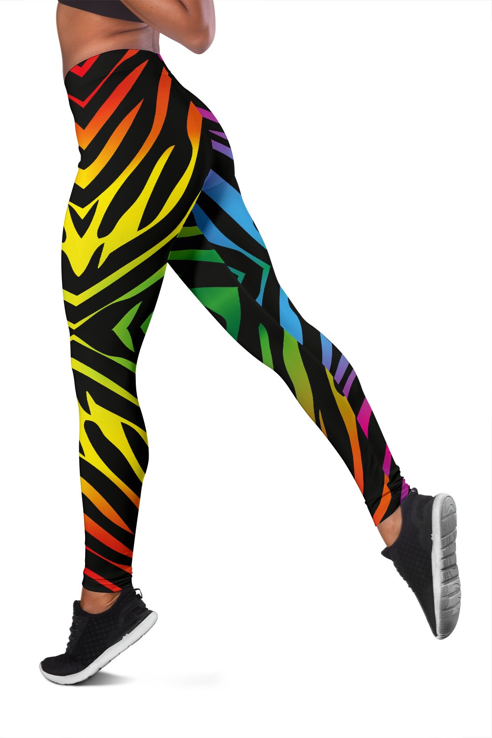 Rainbow Zebra Themed Print Women Leggings