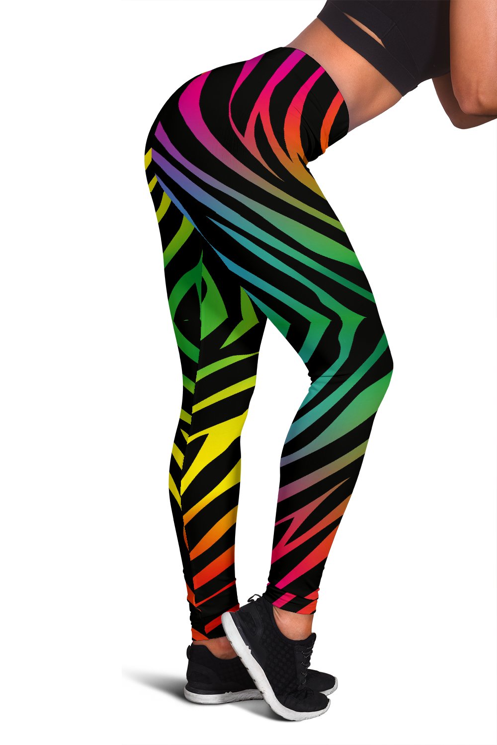 Rainbow Zebra Themed Print Women Leggings