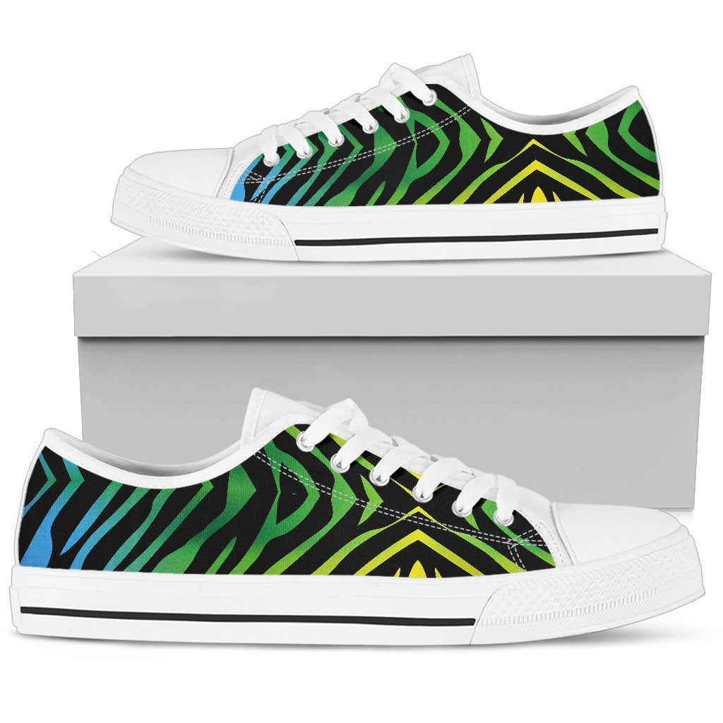 Rainbow Zebra Themed Print Women Low Top Shoes-JTAMIGO.COM