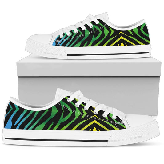 Rainbow Zebra Themed Print Women Low Top Shoes-JTAMIGO.COM