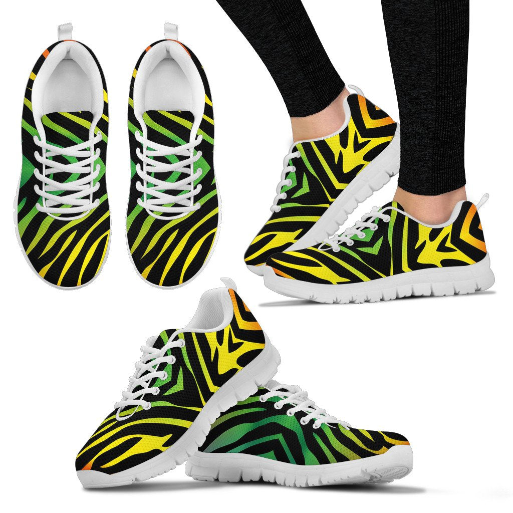 Rainbow Zebra Themed Print Women Sneakers Shoes