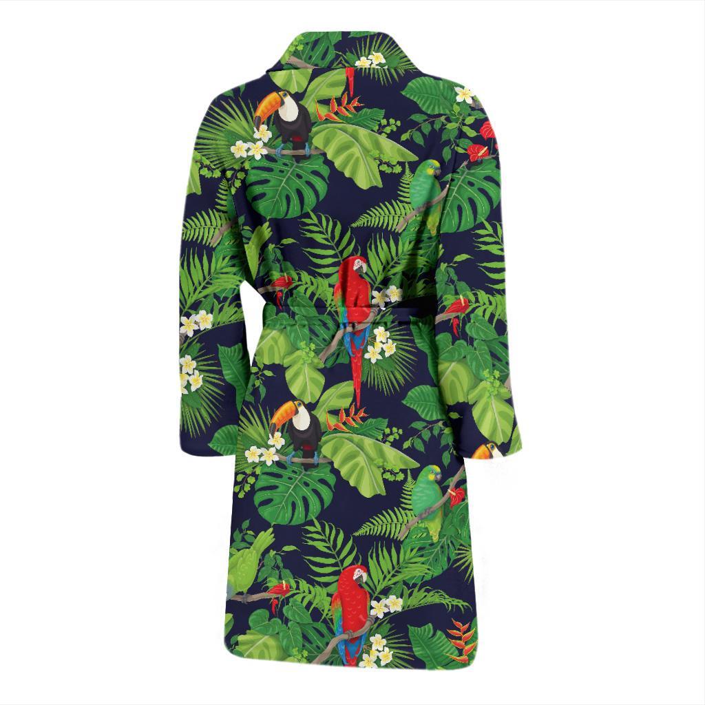 Rainforest Parrot Pattern Print Design A03 Men Bathrobe-JORJUNE.COM