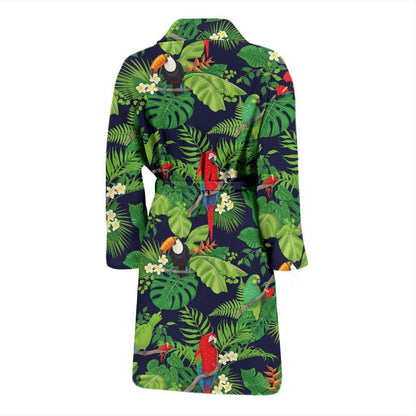 Rainforest Parrot Pattern Print Design A03 Men Bathrobe-JORJUNE.COM