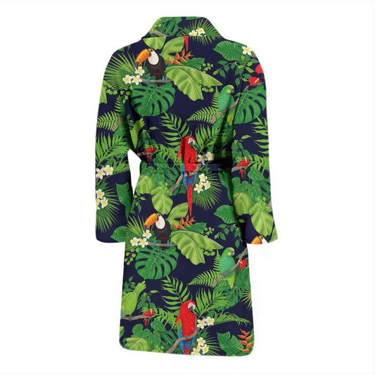Rainforest Parrot Pattern Print Design A03 Men Bathrobe-JORJUNE.COM