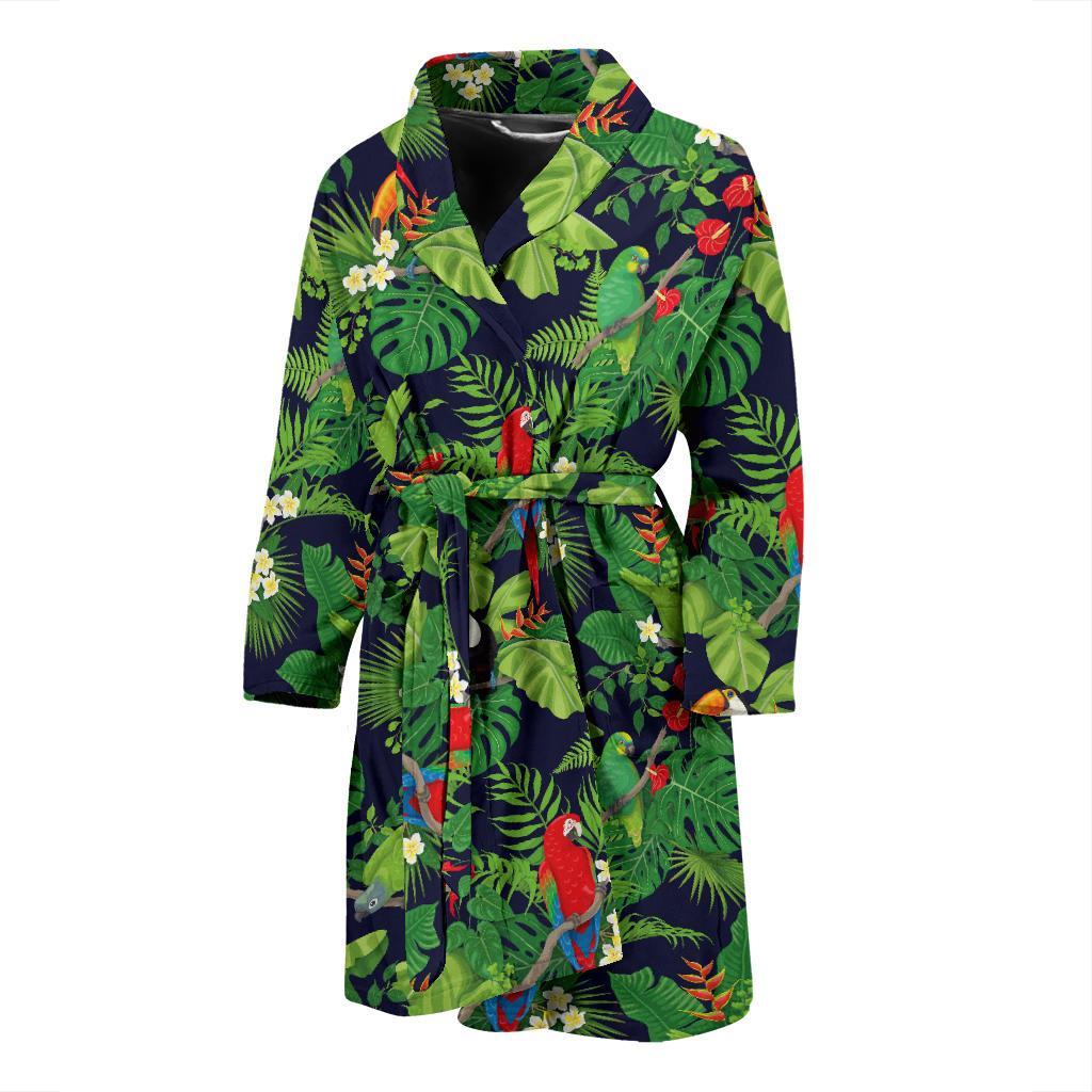 Rainforest Parrot Pattern Print Design A03 Men Bathrobe-JORJUNE.COM