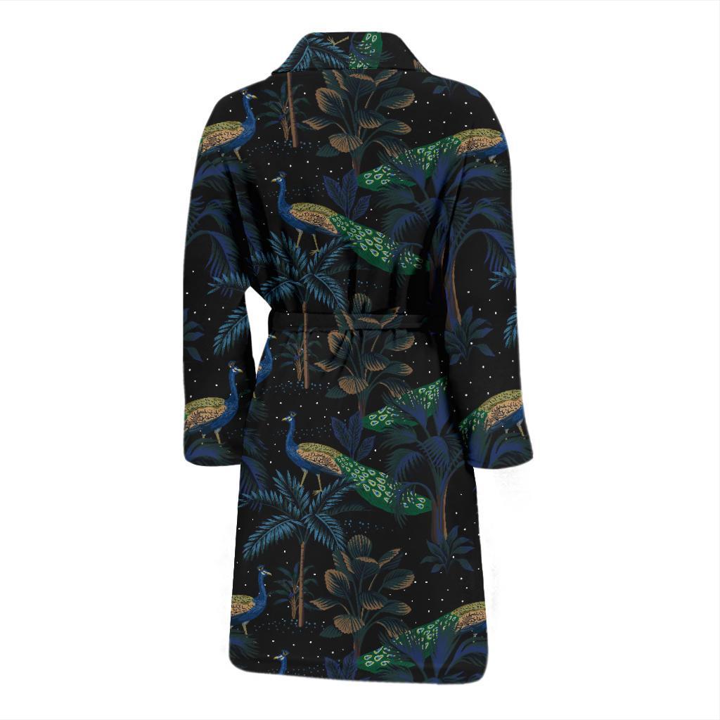 Rainforest Peacock Pattern Print Design A04 Men Bathrobe-JORJUNE.COM