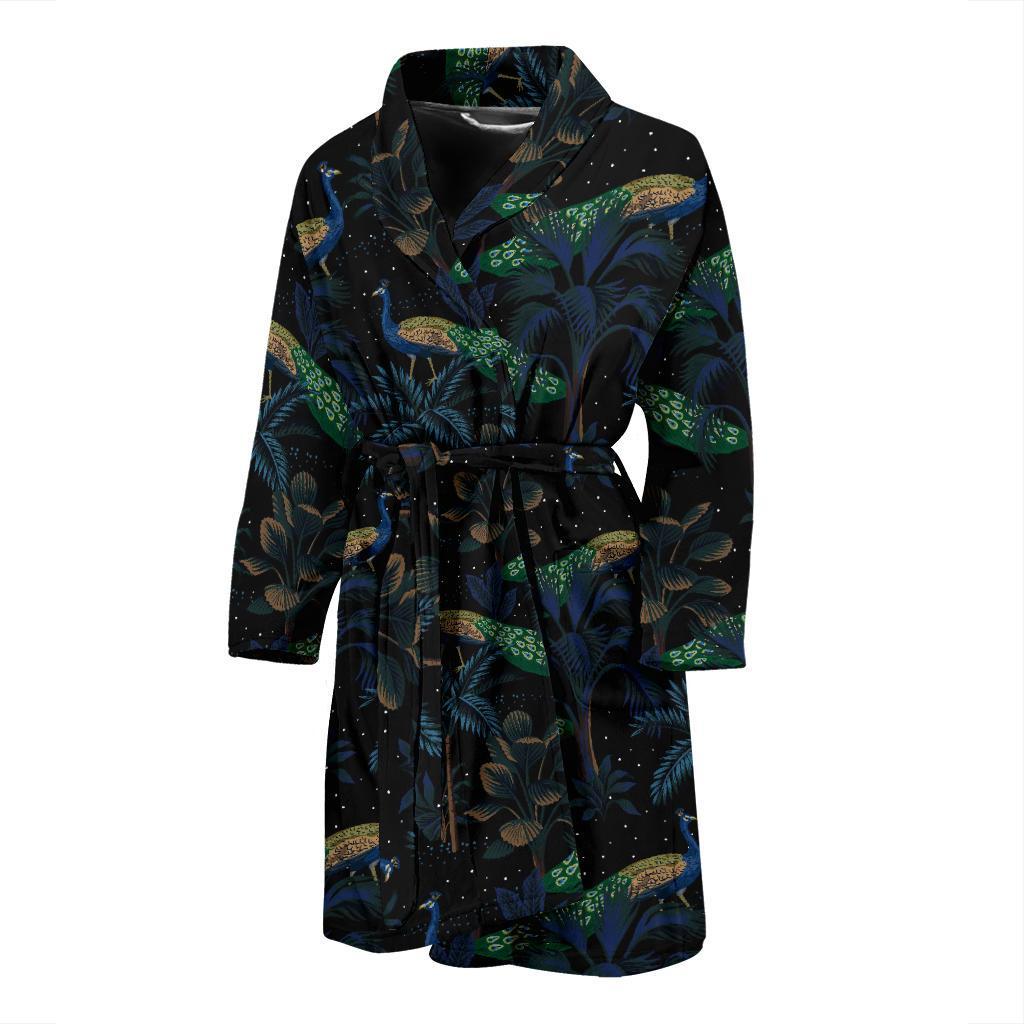 Rainforest Peacock Pattern Print Design A04 Men Bathrobe-JORJUNE.COM