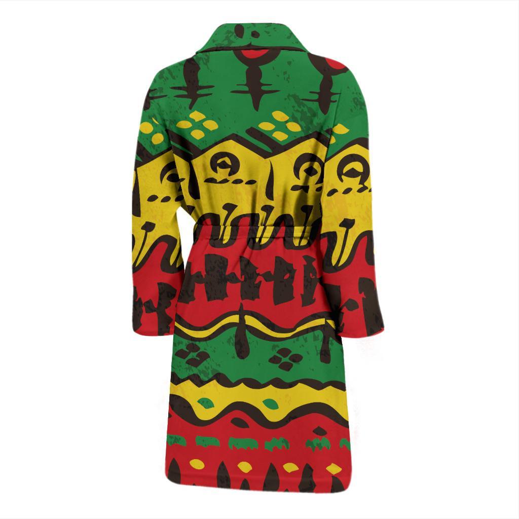 Rasta Pattern Print Design A01 Men Bathrobe-JORJUNE.COM