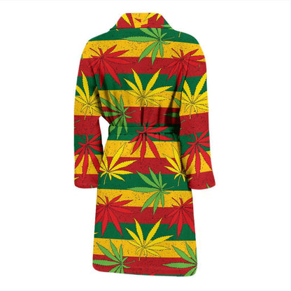 Rasta Pattern Print Design A03 Men Bathrobe-JORJUNE.COM