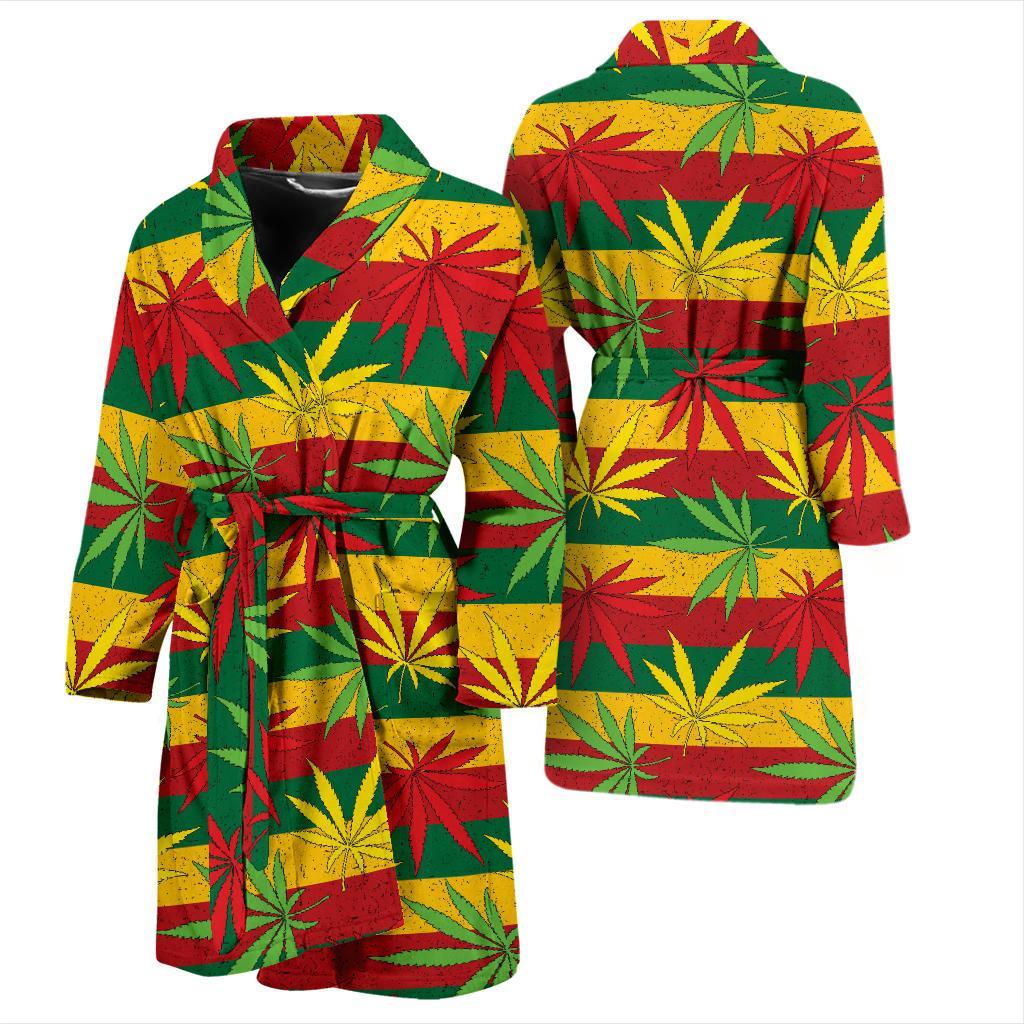 Rasta Pattern Print Design A03 Men Bathrobe-JORJUNE.COM
